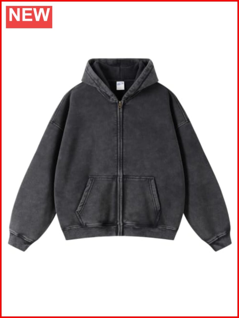 Women's Zip Up Hoodie Long Sleeve Oversized Acid Wash Sweatshirt Y2K Jacket